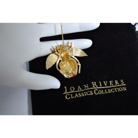 NEW Joan Rivers Big Red APPLE BEE PIN Bug Brooch Pave Crystal Rhinestones Enamel - Picture 8 of 10